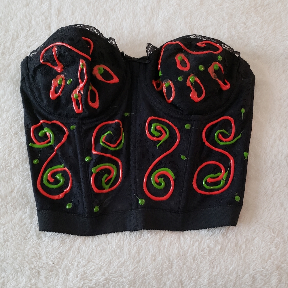 Funky design black lace corset